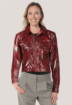 Damen Jacke aus glänzendem Kunstleder C_JASITA