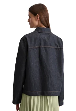 Damen Jeansjacke aus Baumwolle-Leinen-Mix
