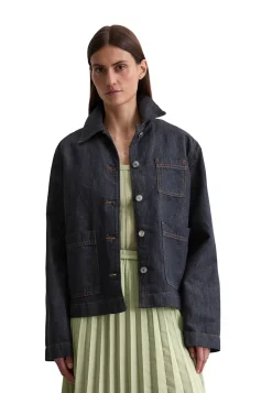 Damen Jeansjacke aus Baumwolle-Leinen-Mix