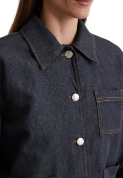 Damen Jeansjacke aus Baumwolle-Leinen-Mix