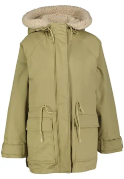 Damen Winterparka aus Stretch-Twill mit Teddyplüsch-Details