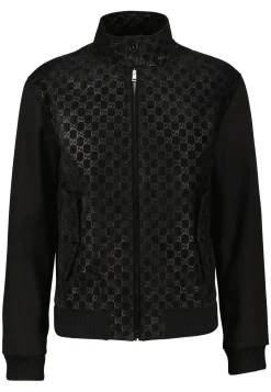 Herren Blouson mit Leder BOMBER GG SUEDE W/COTTON CANVAS