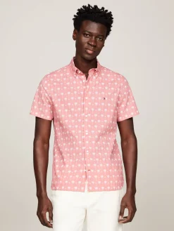 Herren Hemd MINI PALM PRINT SF SHIRT Slim Fit Kurzarm