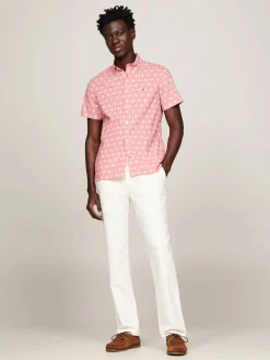 Herren Hemd MINI PALM PRINT SF SHIRT Slim Fit Kurzarm