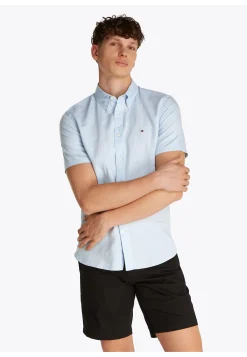 Herren Hemd mit Leinen LINEN BLEND SOLID SS RF SHIRT