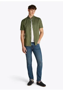 Herren Hemd mit Leinen LINEN BLEND SOLID SS RF SHIRT