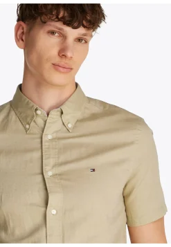 Herren Hemd mit Leinen LINEN BLEND SOLID SS RF SHIRT