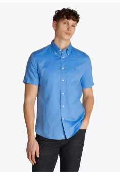 Herren Hemd mit Leinen LINEN BLEND SOLID SS RF SHIRT