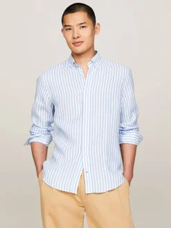 Herren Leinenhemd DC BOLD LINEN STRIPE SHIRT Regular Fit Langarm