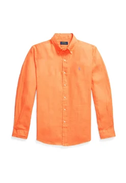 Herren Leinenhemd mit Button-down-Kragen