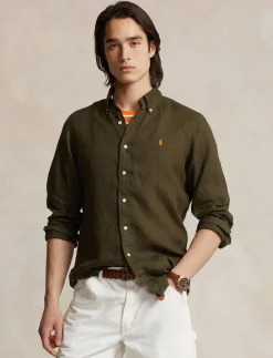 Herren Leinenhemd Slim Fit Langarm