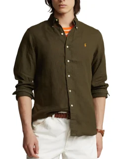 Herren Leinenhemd Slim Fit Langarm