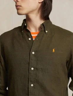 Herren Leinenhemd Slim Fit Langarm