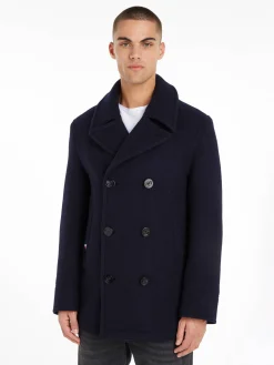 Herren Mantel mit Wolle THE PREMIUM CLASSIC PEACOAT