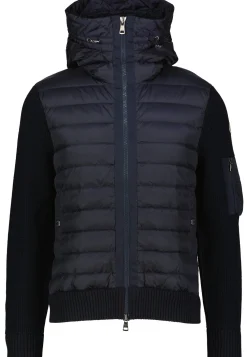 Herren Strickjacke mit gesteppter Kapuze und Vorderseite