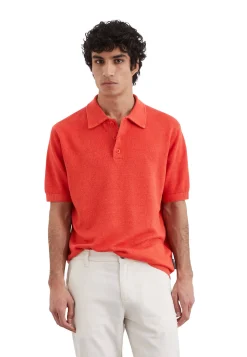 Herren Strick-Poloshirt aus Leinen-Baumwollmischung