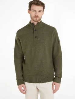 Herren Strickpullover Troyer mit Knopfleiste und Reißverschluss