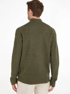 Herren Strickpullover Troyer mit Knopfleiste und Reißverschluss