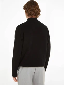 Herren Strickpullover Troyer mit Knopfleiste und Reißverschluss