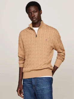 Herren Troyer aus Bio-Baumwolle CLASSIC COTTON CABLE ZIP MOCK