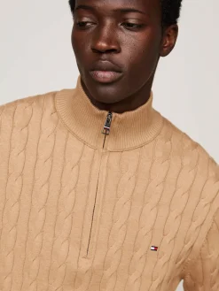 Herren Troyer aus Bio-Baumwolle CLASSIC COTTON CABLE ZIP MOCK