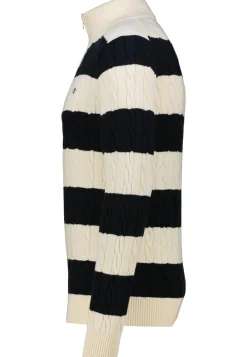 Herren Zopfstrick-Troyer STRIPED COTTON CABLE Regular Fit